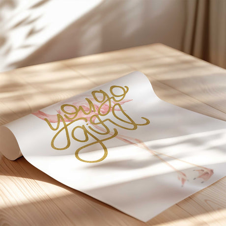 Pink nursery flamingo art print for a baby girl room