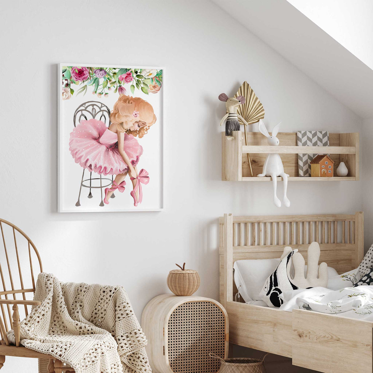 pink tutu ballet dance wall art print for girls room decor