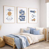 Planets and rocket wall art set for a space themed child’s bedroom