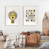 Alphabet wall print designed for playrooms and kids spaces