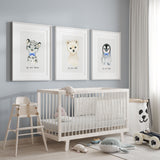Polar animal wall art with penguin polar bear and snow leopard illustrations