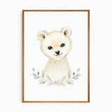 polar bear nursery animal wall art set for baby and toddler rooms