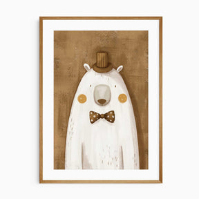 Polar bear nursery wall art print in warm neutral tones