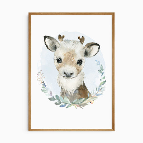 Baby nursery prints featuring polar bear cub reindeer calf and seal pup