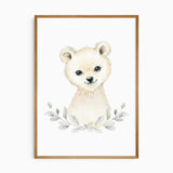 Polar bear nursery wall art set for baby boy or girl room