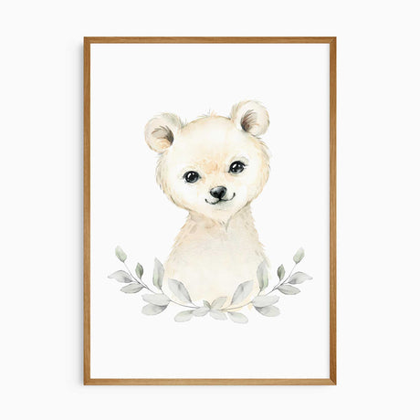 Polar bear nursery wall art set for baby boy or girl room