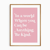 Positive quote wall art in soft pink tones