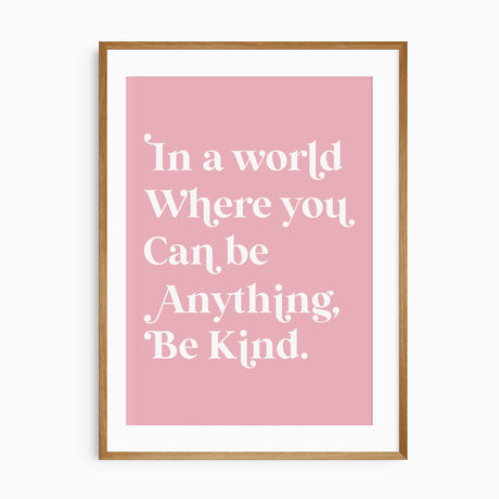 Positive quote wall art in soft pink tones