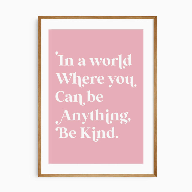 Positive quote wall art in soft pink tones