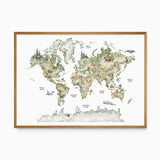 Animal World Map Print