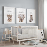 safari animal wall art set for kids bedroom