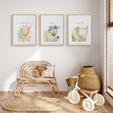 Safari animal nursery decor set for baby boy or girl room