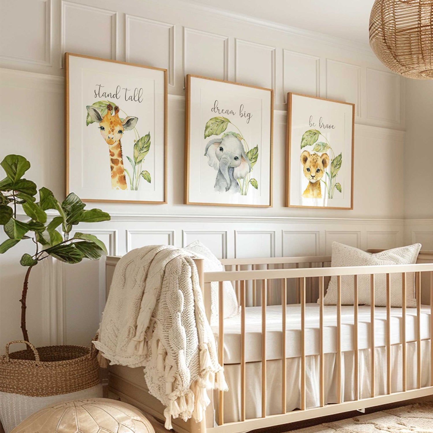 Safari Nursery Wall Art Lion Elephant Giraffe Prints Kids Room