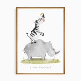 Safari animal nursery wall art set with soft neutral tones for baby room decor