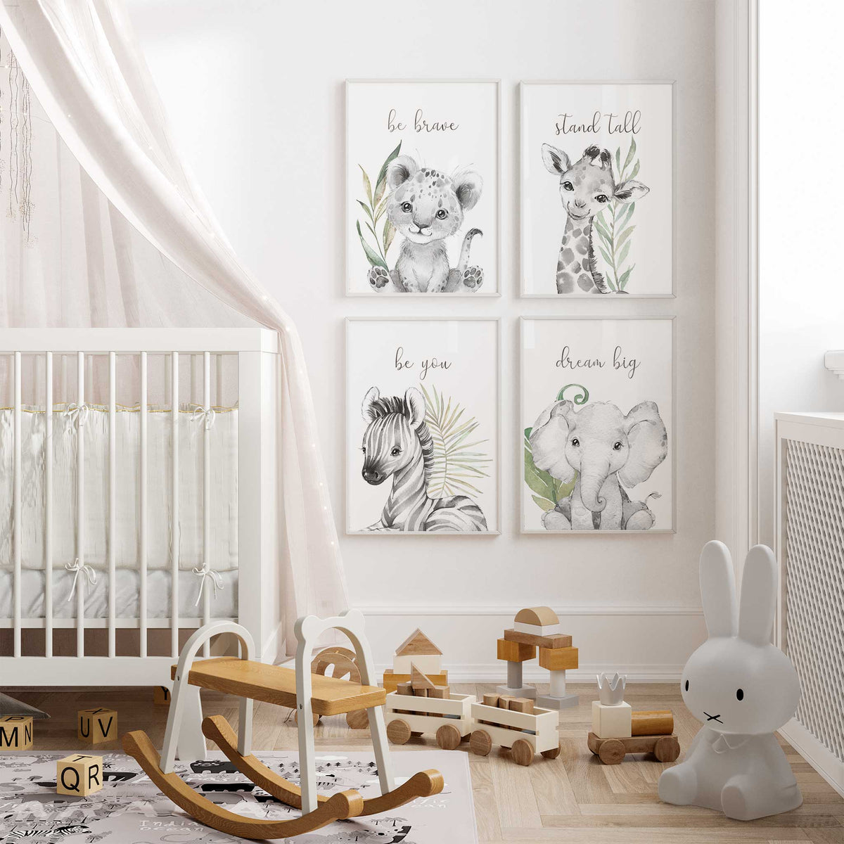 Safari Animal Affirmation Wall Art Set of 4 – My Tommy Prints