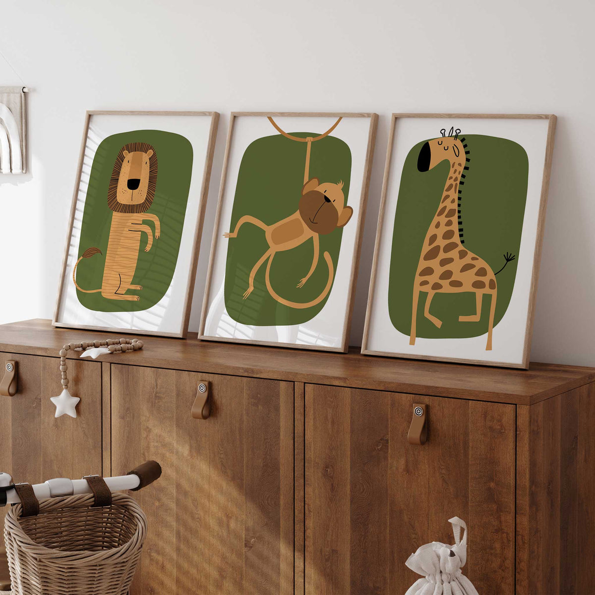 Safari Animal Wall Art Set of 3 for Kids | Giraffe, Lion & Monkey – My ...