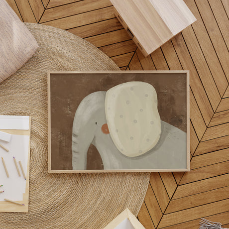 Safari elephant wall art for a neutral kids room