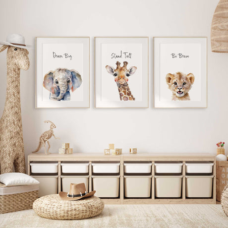 Lion nursery print with Be Brave text for kids room