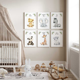 Safari nursery decor animal print set in soft watercolour style