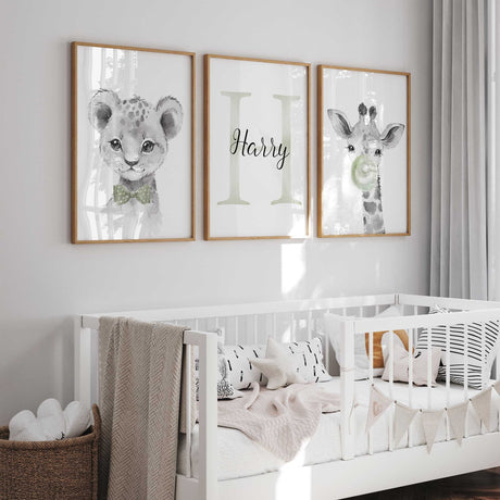 Jungle-themed boys wall art trio perfect for playful decor
