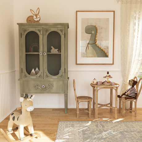 Sage green dino wall art for a toddler bedroom