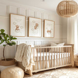 set of three nursery prints with watercolor teddy bears on clouds and bible verses including matthew 5 14 ephesians 3 16 21 and proverbs 3 5