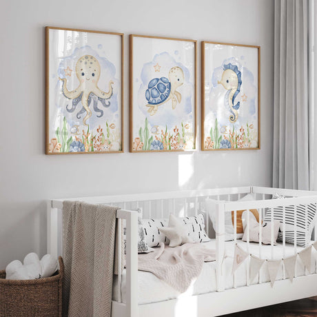 Ocean themed wall art for a kids bedroom