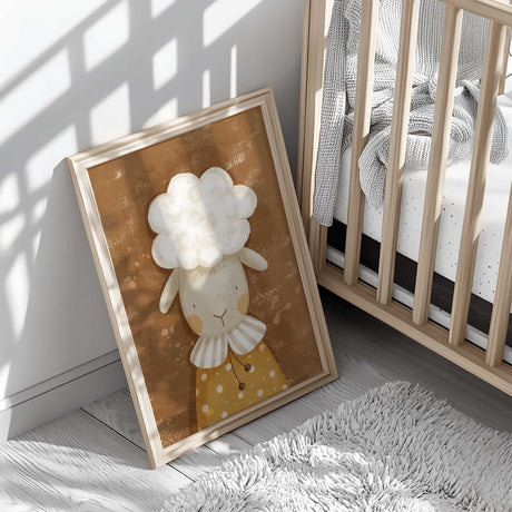 Neutral sheep print for baby nursery decor