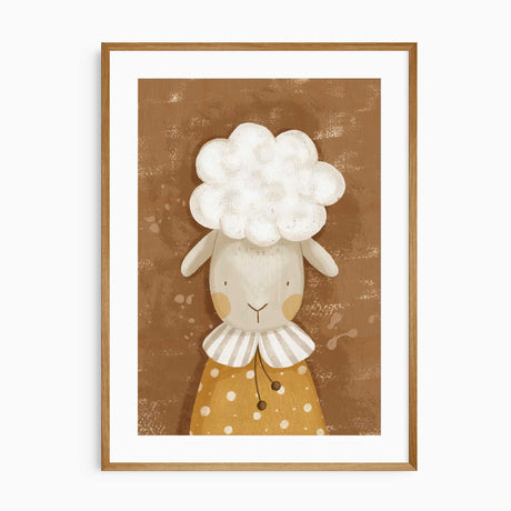 Sheep nursery wall art print in warm earthy tones