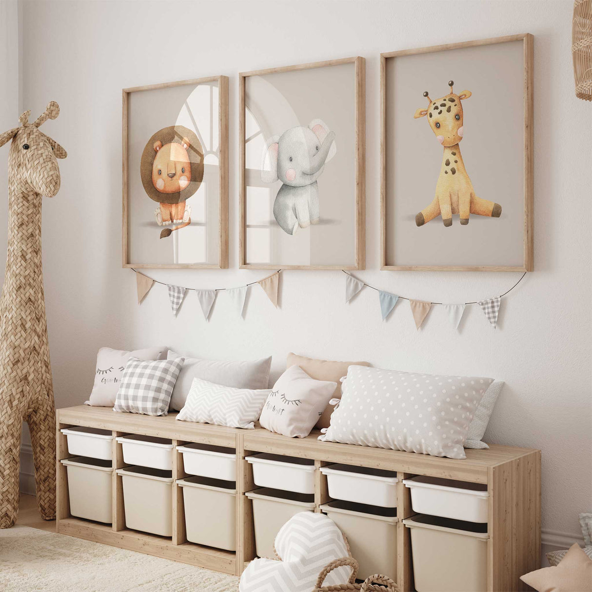 Boho Safari Jungle Animals Trio