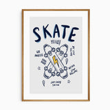 Navy and yellow skateboard print for boys bedroom