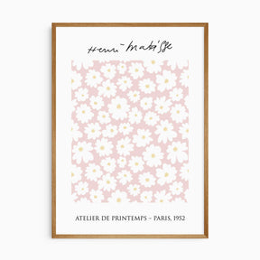 Atelier de Printemps floral poster in blush pink for nursery or teen decor