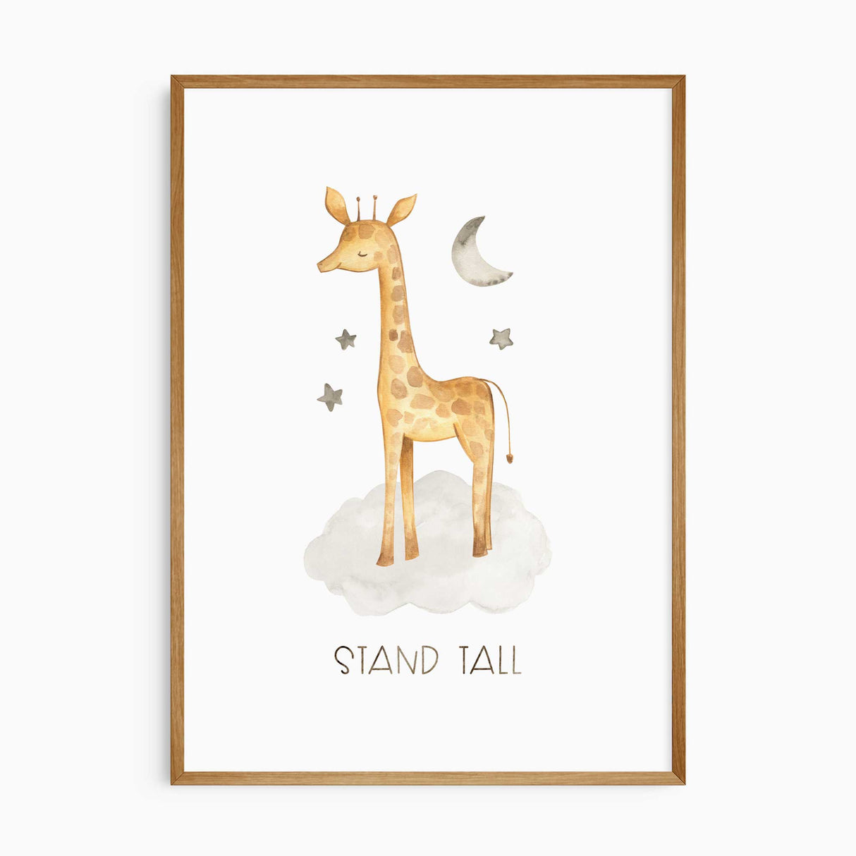 Safari animal nursery artwork in pastel colours for gender neutral nursery, showcasing whimsical illustrations paired with positive affirmations.