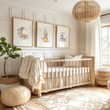 starry safari animal trio nursery prints on moon and clouds
