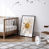 sun nursery decor print in warm beige and soft earthy tones