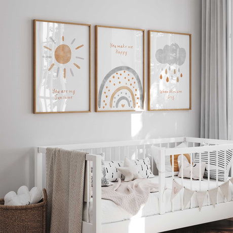 Kids Room Decor Playroom Prints Nursery Wall Art Baby Shower Gift New Parent Gift Sunshine and Rainbow Decor Weather Themed Kids Room