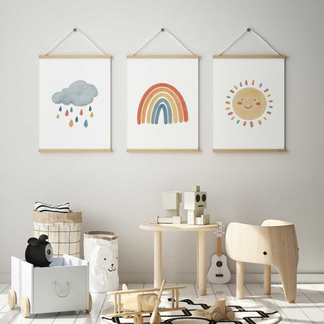 Smiling sun nursery print for kids bedroom or playroom decor