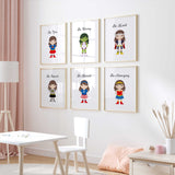 superhero girl themed room decor print set for girls bedrooms