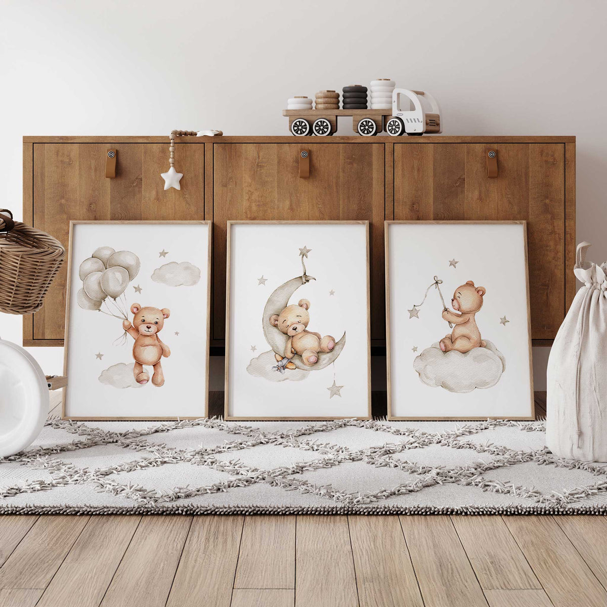 Teddy Bear Nursery Wall Art Set of 3 | Cute Baby Room Prints – My Tommy ...