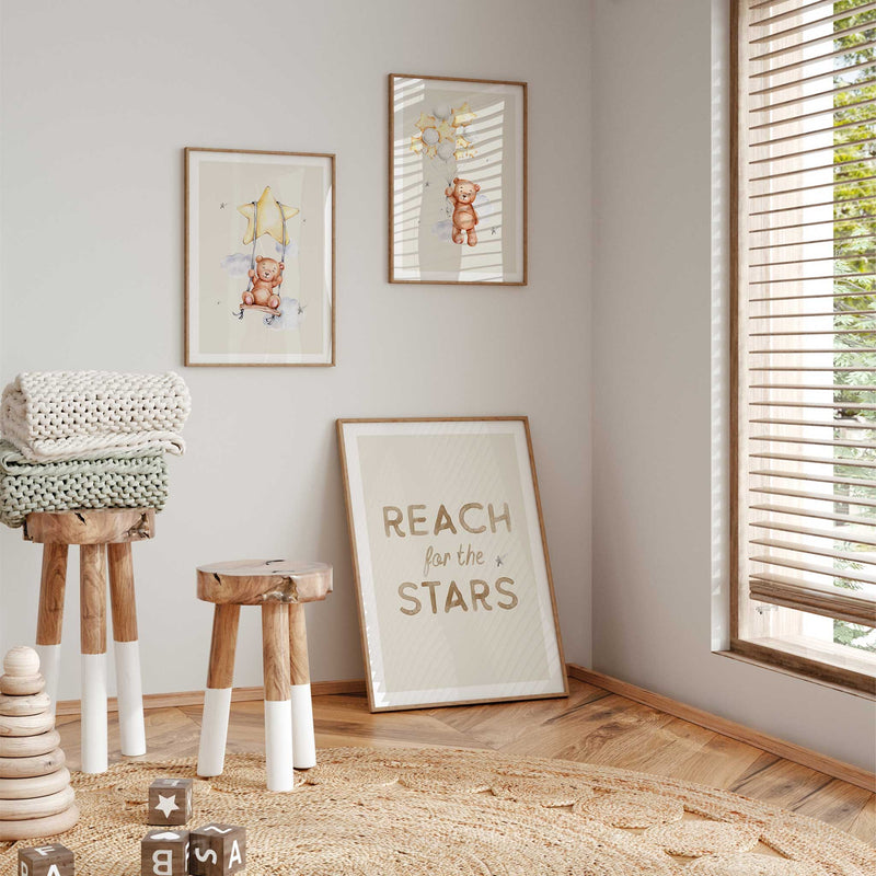 beige and soft brown bear wall decor for nursery