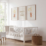 Teddy bear nursery wall art set with reach for the stars quote