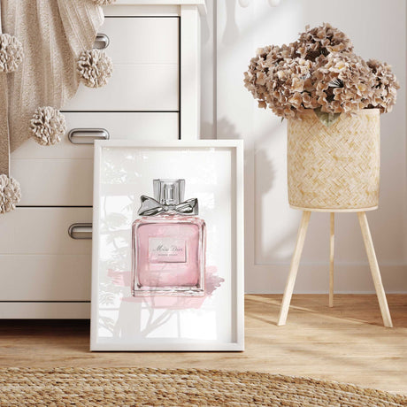 Perfume bottle wall art print, perfect for feminine and teen bedroom decor
