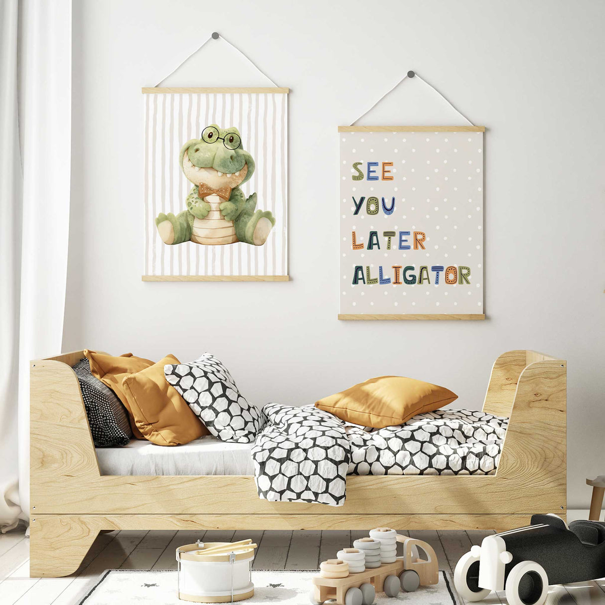 set of 2 boys nursery artwork 