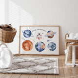 Space themed boys wall art featuring planets and stars, perfect for inspiring young astronomers