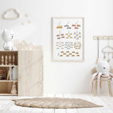transport themed numbers print for boys playroom decor