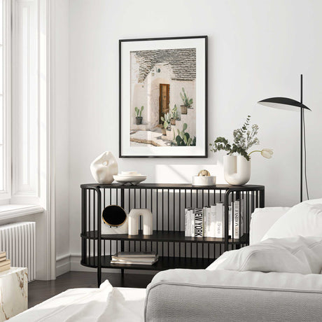 Mediterranean trullo house with cactus plants wall art