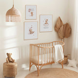 Twinkle Twinkle Little Star wall art set of 3 teddy bear prints for baby nursery décor.