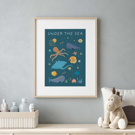Fun ocean animals print for children’s bedrooms