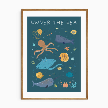 Under the Sea ocean animals print with colourful illustrations