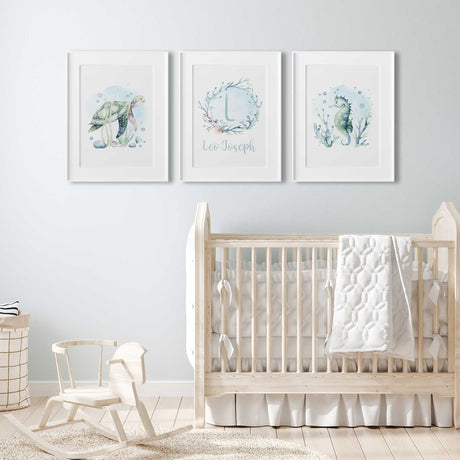 Underwater Nursery Decor – A peaceful and artistic sea creatures print to bring a calming ocean vibe to any nursery.